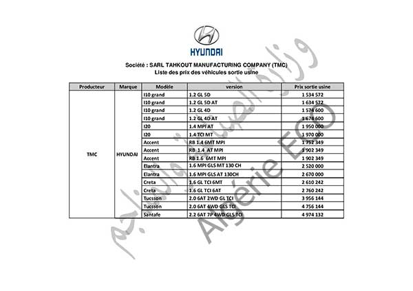 prix des véhicules montés en Algérie