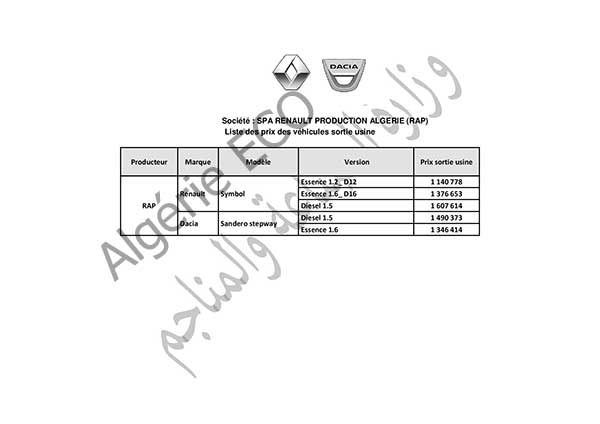 prix des véhicules montés en Algérie