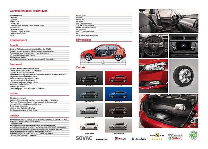 Fiche technique Škoda Fabia