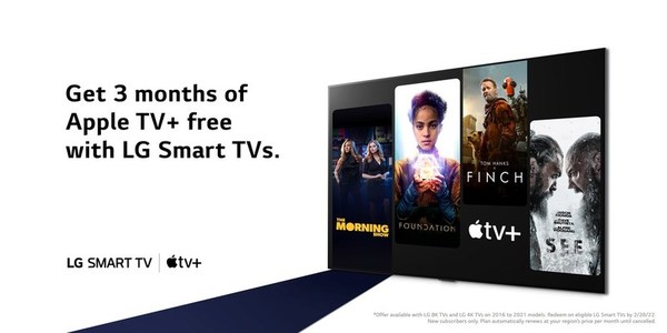 LG propose à ses clients une promotion à durée limitée sur Apple TV+